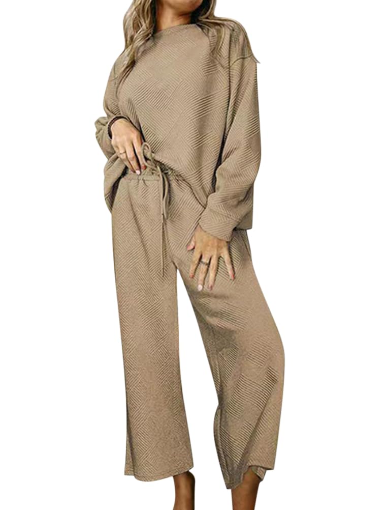 Onsoyours Donna Manica Lunga Girocollo Tinta unita Due Pezzi Outfit Felpa Jogger Tuta Set Felpa & Pantaloni A Gamba Larga Della Tuta Abbigliamento Per La Casa