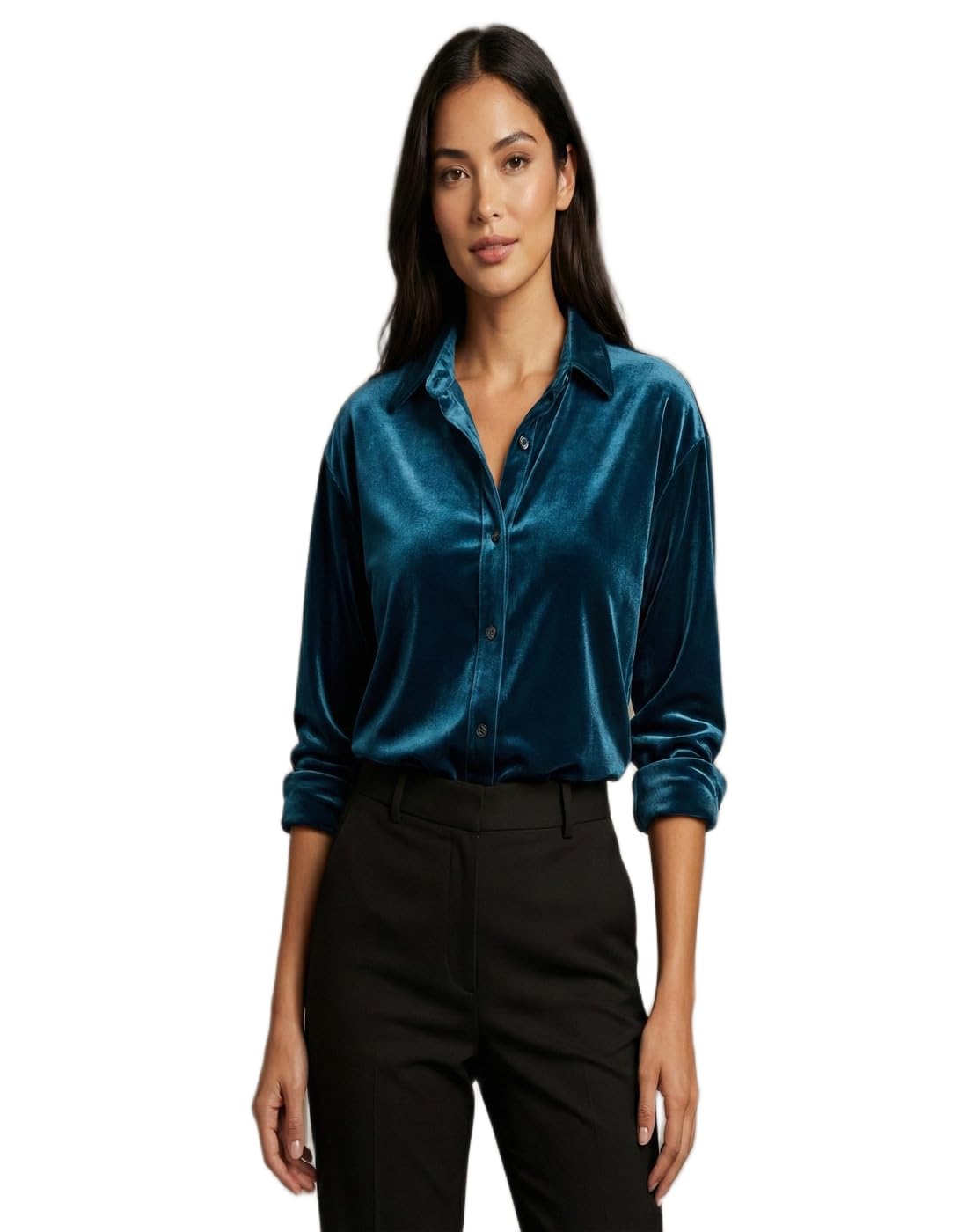 Velvet Shirt for Women | Stylish Button Closure Long Sleeve Top | Premium Soft Velvet Winter Top | Office & Casual Wear