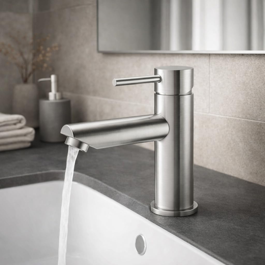 Grifo Lavabo Monomando Inox Cepillado