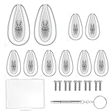 Eyeglass Nose Pads,BEHLINE Upgraded Soft Silicone Air Chamber Glasses Nose Piece,Screw-in Sunglass Replacement Nose Guard,Anti-slip 15mm Nose Rest Durable Metal Core Pads Repair Kits (5 Pairs,Silver)