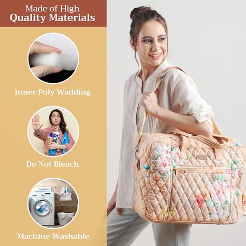 Maison d' Hermine Weekender Bags for Women Cotton Quilted Duffel Overnight Luggage Weekend Bag for Men Gym Sports Gifts Travel Business Travellers Family Trip (Ibiza)3