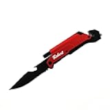 Gifts Infinity® Personalized Engraved Knives 6-in-1 Pocket Knife with Magnesium Fire Starter, LED Flashlight Bottle Opener Seat Belt Cutter (Red)