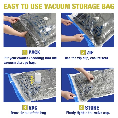 Image of Travel Vacuum Bags with Electric Pump for Luggage and Suitcase, Vacuum Seal Compression Packing Bags for Clothes Clothing, Combo 18 Pack