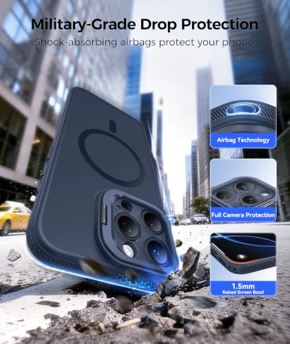 Image of FNTCASE for iPhone 16 Pro Case with Stash Stand for MagSafe Deep Blue