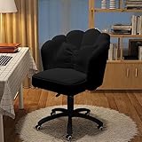 XUEGW Cute Petal Desk Chair Velvet Home Office Butterfly Chairs with Bow Cushion Makeup Vanity Chair for Bedroom Computer Task Chairs