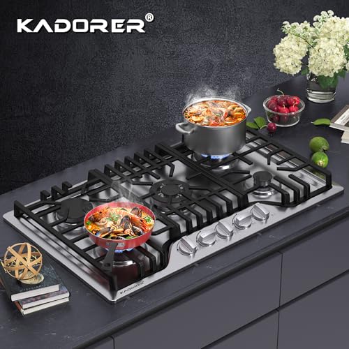 30 inch Gas Cooktop, Bulit-in Gas Stove Top with 5 Burner, NG/LPG Convertible Cooktops, 5 Burner Propane Cooktop with Thermocouple Protection, Stainless Steel - Thumbnail 7