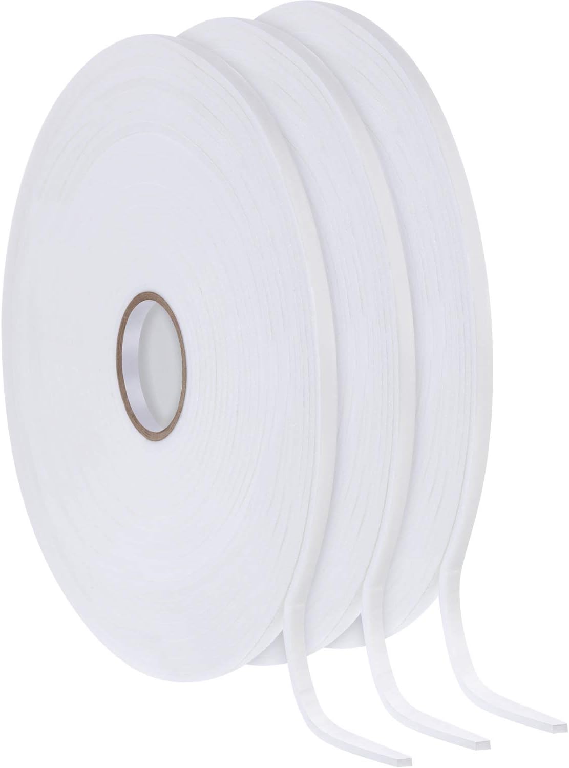 3 Rolls Foam Mounting Tape White PE Double Sided Foam Tape Foam Adhesive Tape (1/4 Inch Wide by 32.8 Feet Long Each Roll)