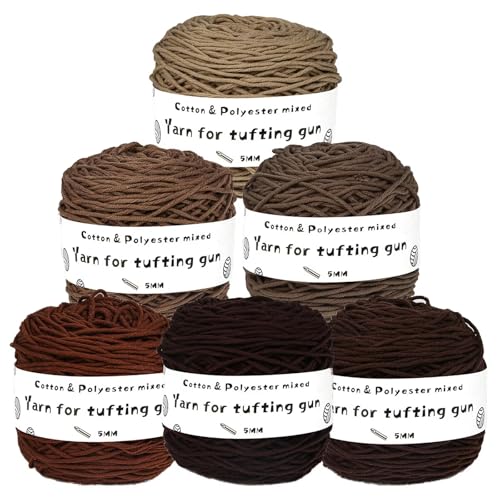 Assorted Colors Tufted Yarn,6 skeins Yarn Set for Knitting Sweaters Scarf,Crochet Doll,Ornaments,Rug Punch Needle,Cotton Ploy Mixed Thread,8 ply for tufting Gun,6.7oz/218 yd per Skein
