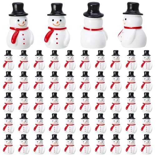 GGSTDDUP 50 Pcs Christmas Mini Resin Snowman Mini Black Hat Snowman Figurines Miniature Christmas Figurines for DIY Cake Decoration Ornaments Crafts Moss Landscape