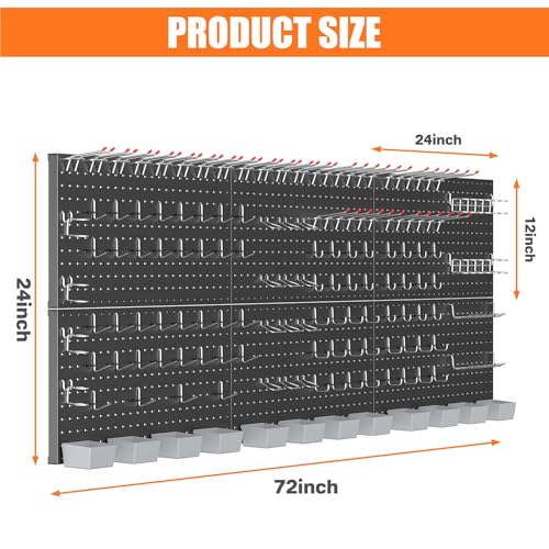 TORACK-Garage-Tools-Organizer-Boards-Kit-with-Hooks-Wall-Mount-Tool-Storage-Pegboard-Modular-Peg-Boards-with-PegsBlack