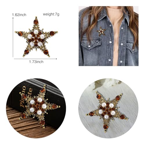 Image of Crystal Flower Brooch Pins for Women Elegant Enamel Rhinestone Floral Brooches Pin Fashion Jewelry for Party Dance Wedding Banquet Brooch for Women Gift