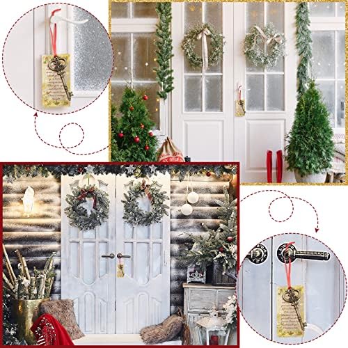 Miniatura 4 de Kathfly Llave de Papá Noel para decoración de Navidad, llave de metal para casas sin chimenea, adorno de Papá Noel con tarjetas secretas de Papá Noel