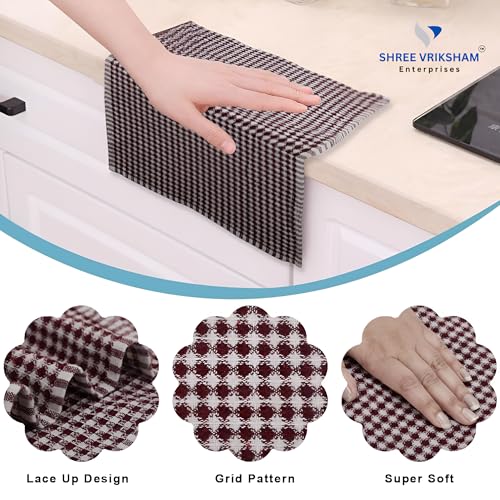 Image of Vriksham Set of 6 Diamond Cleaning Cloth, Dish Towel, Pure Cotton, 12 x 20 inch Size (6, Multi 12x20)