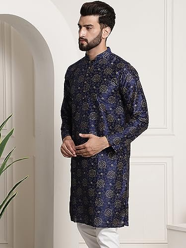 Image of SOJANYA Men's Silk Blend Kurta with Paisley Design