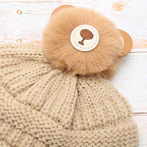 image for MIRMARU Kids Boys & Girls Winter Soft Warm Knitted Beanie Hat with Fau