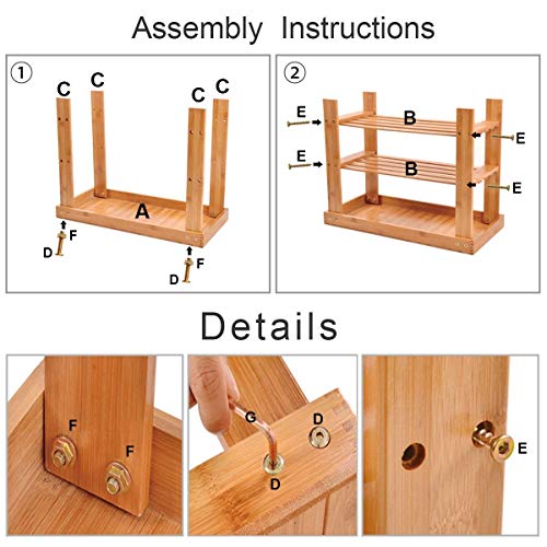 Hododou Shoe Rack, 2 Tier Bamboo ShoBamboo Shoe