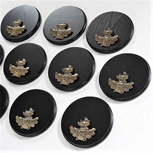 GTK - Geweihe & Trophäen KRUMHOLZ 10 Placas de cuña para Armas, Redondas, oscuras, AF 17 cm, con 10 Hojas de Roble Grandes