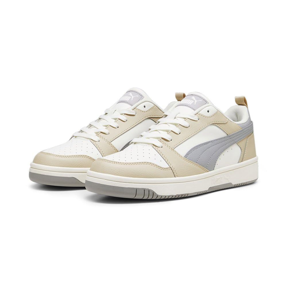 Puma Rebound V6 Low, Sportschuhe für Herren, Warmweißer Beton Grau Granola Puma Weiß, 42.5 EU
