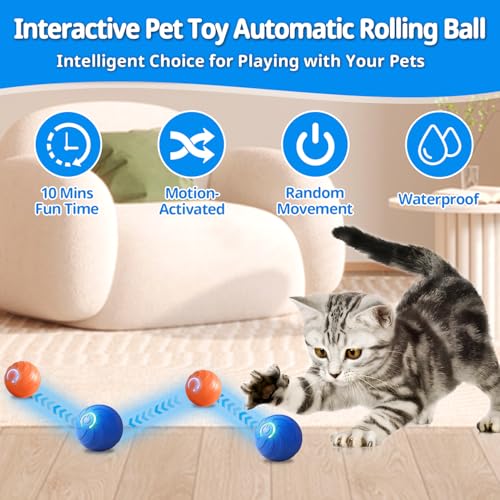 xinrongda 2 Stück Interaktives Hundespielzeug, Interaktiver Spielball für Hunde, Elektrisch Magic Ball, Intelligentes Hundespielzeug mit LED-Lichtern, interaktiver Ballfür Welpen, Klein