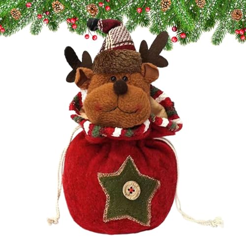 クリスマス人形バッグ - クリスマス生地収納バッグ,再利用可能なお菓子包装ラッピング袋 子供 男の子 女の子 | キャンディとお菓子の包装に最適
