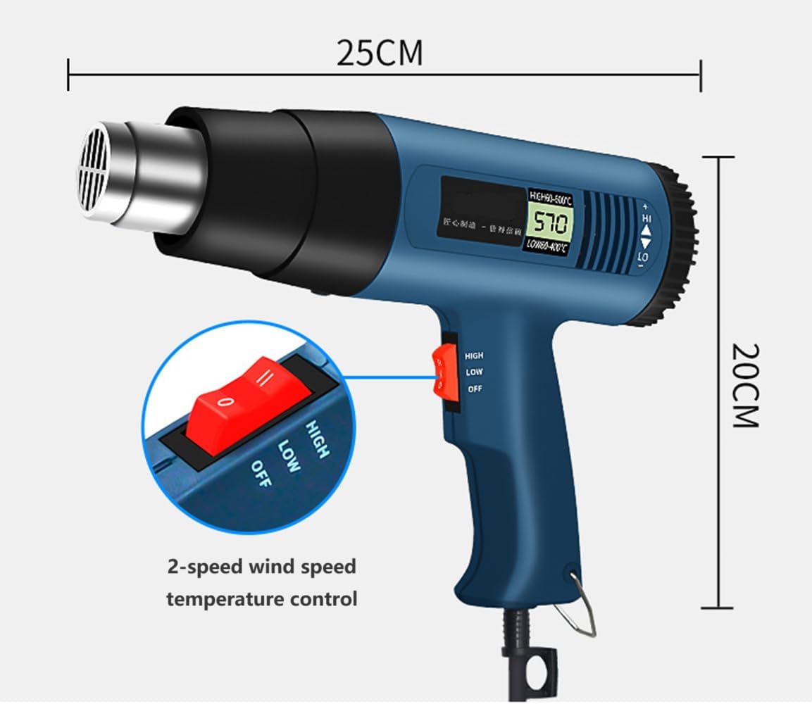2000W Digital Hot Air Gun for Automotive Film Application, Product Packaging, and Cleaning and Paint Removal