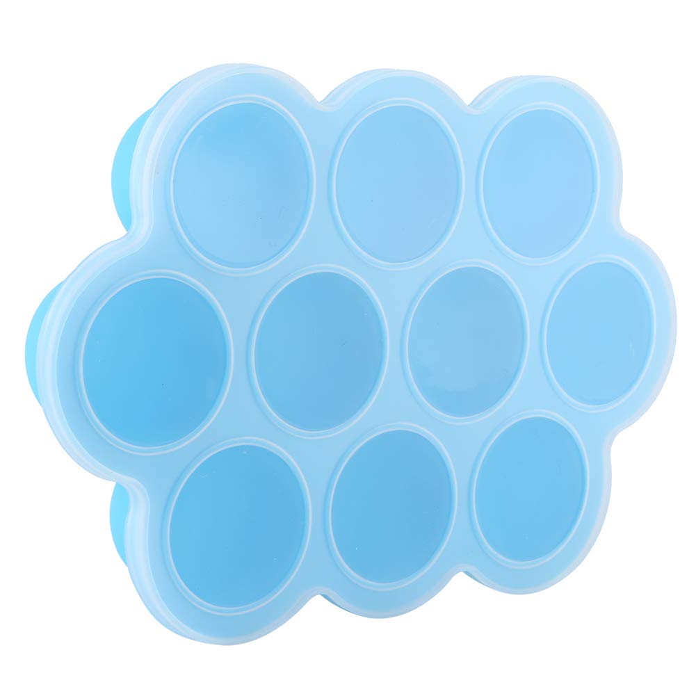 Gefrierschrank, Silikon, spülmaschinenfest, mit Deckel, 10 einzelne Löcher für den Heimgebrauch für Eiswürfelformen (blau)