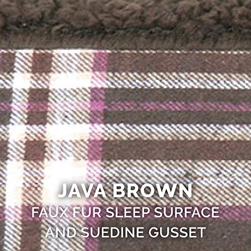 Image of Furhaven Pillow Dog Bed for Small Dogs w / Removable Washable Cover - Sherpa & Plaid Flannel Mattress - Java Brown, Small