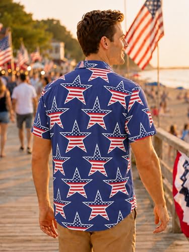 Image of Yoimira Hawaiian Shirts for Men, Print Mens Casual Short Sleeve Button Down Shirts Floral Aloha Beach Shirt