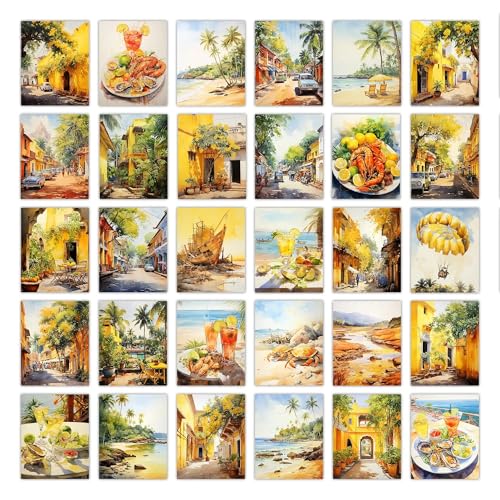 Image of Wallgasm Paper Beaches Of Goa And Pondicherry Nature Poster Set: Coastal Bliss Art Bundle - Set Of 54, 4 X 6 Inches Posters Collage Kit For Bedroom, Office, Dorm Room, Living Room