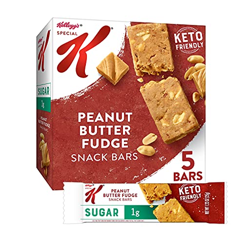Kellogg's Special K Snack Bars, Keto Friendly, 7g Protein, 1g Sugar, 2 Net Carbs Per Bar, Peanut Butter Fudge, 6.17oz Box (5 Bars)