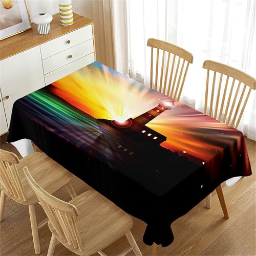 Odot Mantel Rectangular Poliéster Impresión 3D, Antisalpicaduras Antimanchas Lavable Cubierta Decorativa para Comedor Cocina Hogar Fiesta Celebraciones al Aire Libre (Faro Soleado,100x140cm)