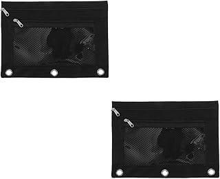 NUOBESTY 2 Peças De Pasta Transparente Preta Bolsos De Pasta Organizador Bolsa De Papelaria Estojo De Pincel De Maquiagem Sacos De Pasta Bolsa De Lápis Para Pasta Zíper Bolsa De