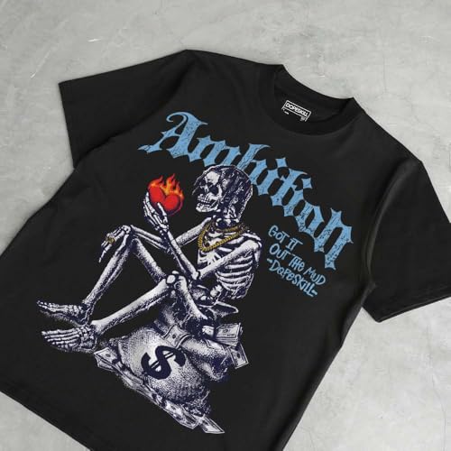 Image of DopeSkill Graphic Tee Streetwear Hip Hop Hypebeast Street Style Unisex T-Shirt Sneaker Colour Matching Shirts Horror Skeleton