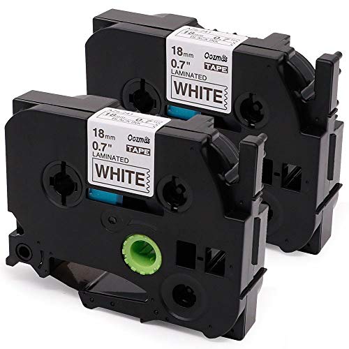 Oozmas Compatible Label Tape Replacement for TZe-241 18mm Black on White Standard Laminated