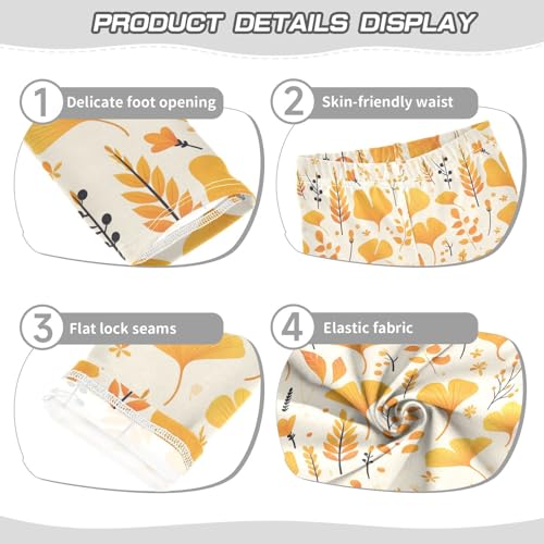 KLL Ginkgo Leaves Cute Toddler Girl Active Leggings Soft Full Length Dance Pants Running3