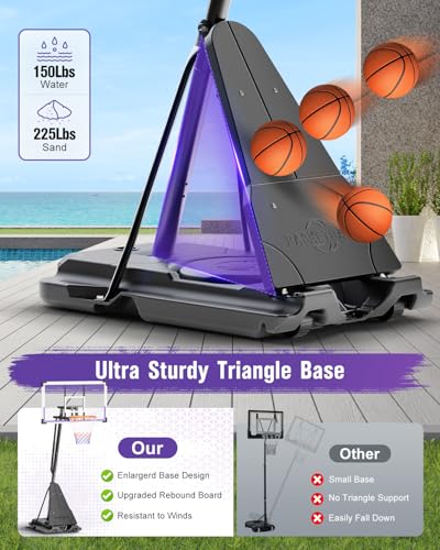 Image of TONBUX Basketball Hoop Outdoor 44 /48 /54 Inch PC Backboard, 10FT Adjustable Basketball Goal, Portable Basketball Hoop for Kids /Teens /Adults in Backyard, Driveway and Indoor