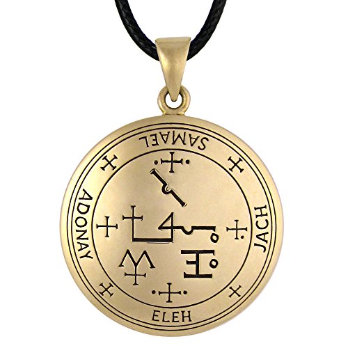 Talisman énochien de l'Archange Samael : pendentif ésotérique et amulette mystique en bronze