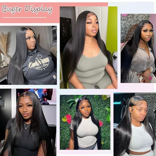 Image of LETMIEO 28 Inch 13x6 Lace Front Wigs Human Hair Straight Wigs Human Hair 13x6 Real 100% Virgin Hair 180 Density HD Transparent Lace Frontal Wigs for Women Glueless Wigs Human Hair Natural Color