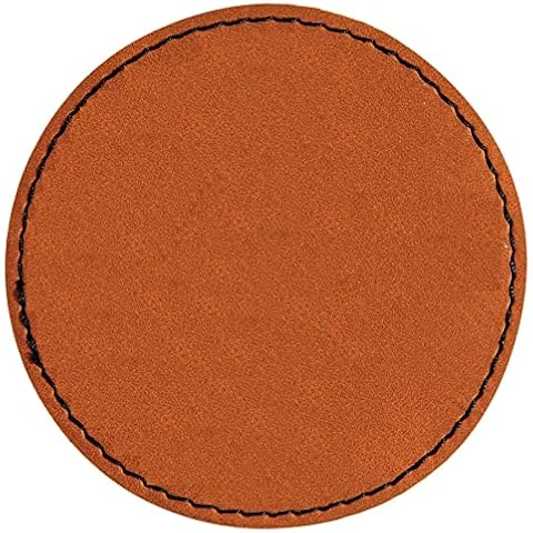 Round Laserable Leatherette Patch with Adhesive, Blank Hat Patches, Glowforge Laser Supplies, Faux Leather, 10 Pack, Rawhide Cover