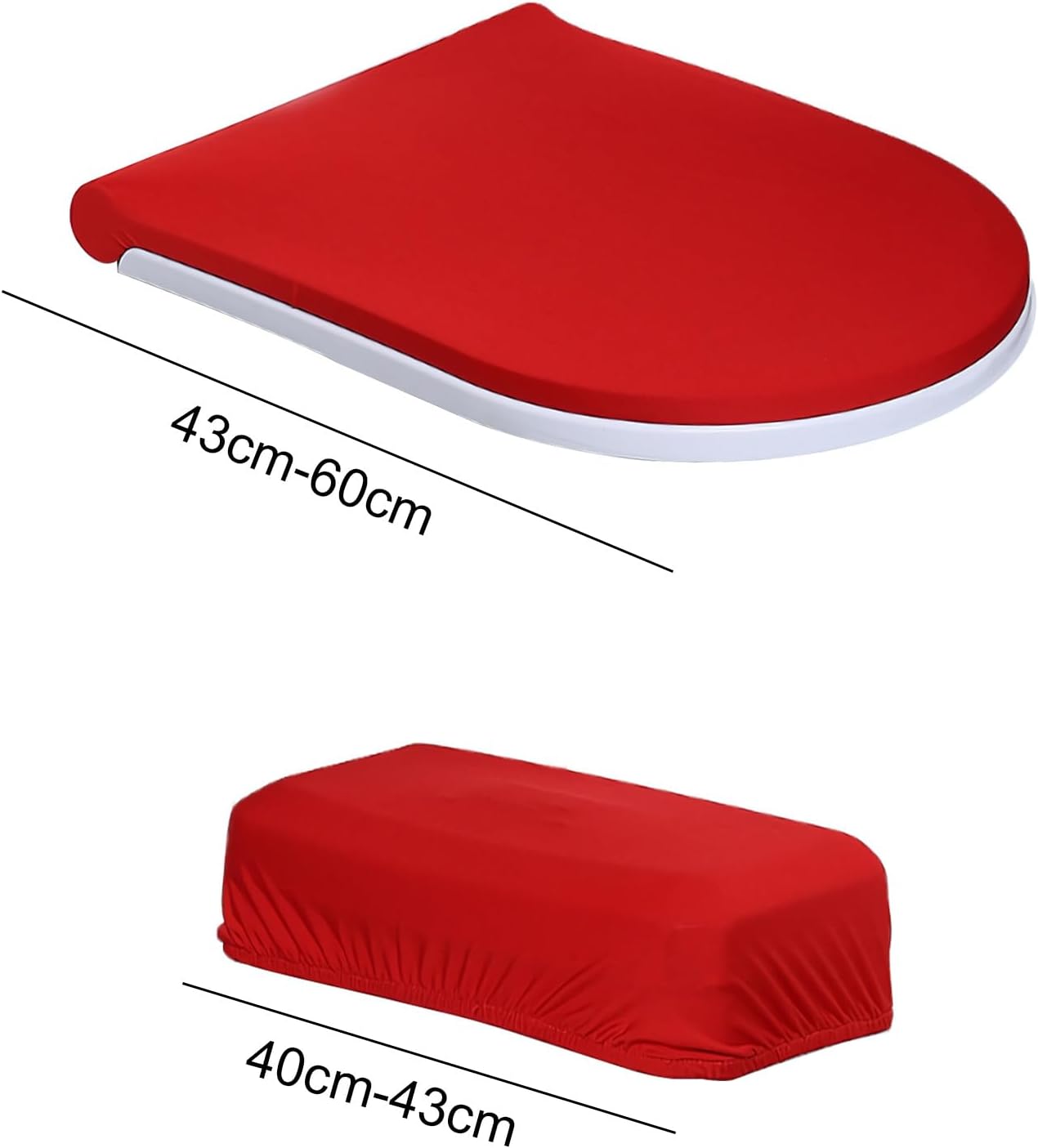 Toilet Lid Cover and Toilet Tank Cover,Elastic Edges, Soft Bathroom Covers for Standard Oblong Round Elongated Bath Room Bowl Lids, Washable (Red)