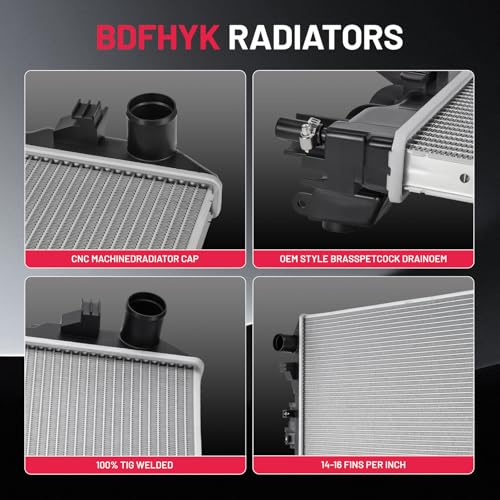 Image of BDFHYK 13493 Aluminum Radiator for Ram 1500 2014-2019 Classic, for Ram 2500 /3500 2014-2018, CU13493, 26mm Core, Direct Fit Replacement, OE 68232742AB CH3010367