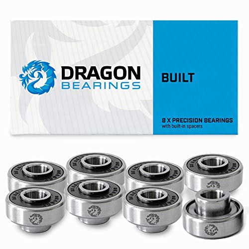 Dragon Skateboard Bearings Set (8 Pack) - 608 Longboard Bearings for Skateboard...