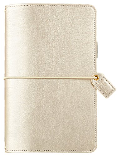 PU Leather Traveler's Journal, Refillable Traveler Journal by Webster's Pages, Small Notebook Cover with Notebook Inserts, for Women, Artists, Writing - Champagne, 5.5" X 1" X 8.75"