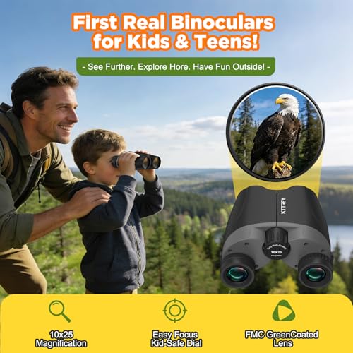 Image of 10x25 Compact Binoculars for Adults and Kids, Small High Powered Binoculars with Low Light Vision for Bird Watching, Hunting, Hiking, Cruise and Travel, Includes Carrying Bag