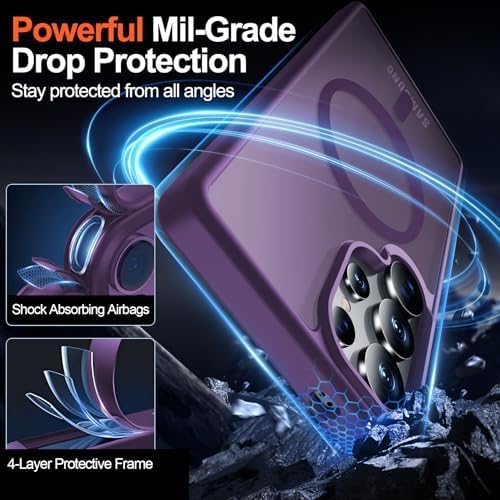 MOZOTER for Samsung Galaxy S25 Ultra Case with Magnetic,[Compatible with MagSafe][2*Screen Protector][12Ft Military Dropproof] Translucent Anti-Slip Back Slim Shockproof Case for S25 Ultra-Pink - Image 6