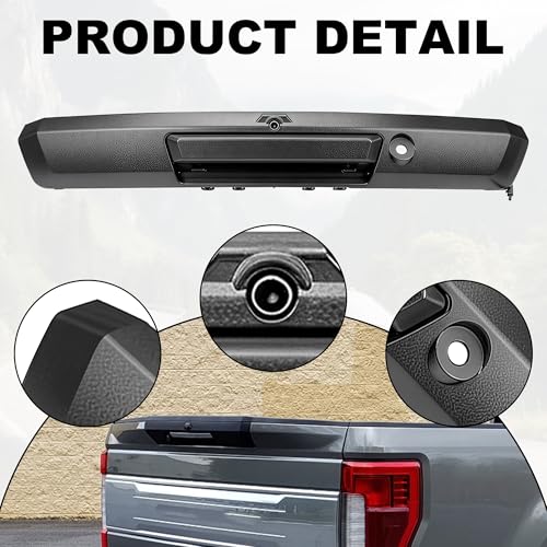 Image of PartsFlow Tailgate Handle with Rear View Backup Camera Compatible With 2017-2022 Ford F-250 F-350 F-450 Super Duty Without Release Button Replaces# HC3Z-9943400-NB HC3Z-9943400-NA