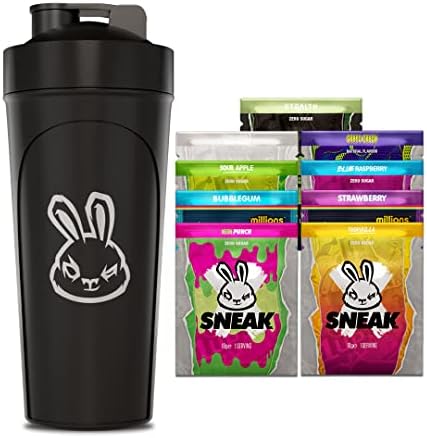 SNEAK | Starter Pack | In-Game Focus Boost Energy Drink, Zero Sugar, Low-Calorie, Vegetarian | 9 Servings and Black Metal Shaker