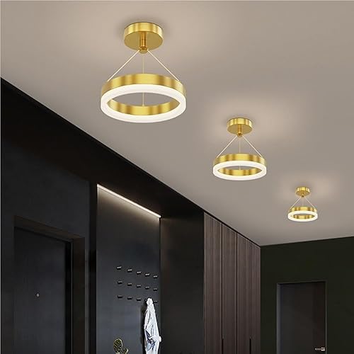 Miniatura 6 de Moderna lámpara nórdica de techo semiempotrada, 12 W, 6000 K, blanco brillante, lámpara de techo cableada para dormitorio, cocina, pasillo,