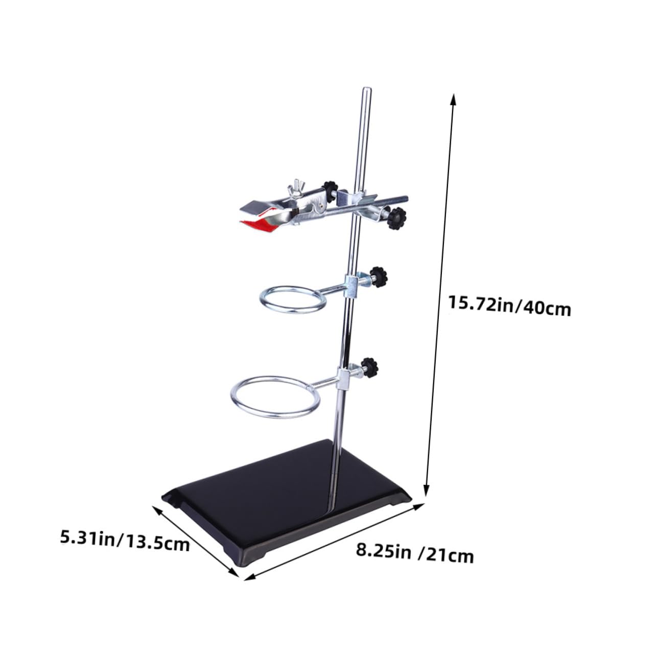 Cabilock Iron Platform Lab Stand Clamp Chemistry Lab Equipment Test Tube Holder 40cm Square Base