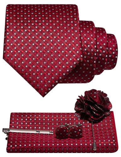 Image of JEMYGINS Mens Tie and Lapel Pin Necktie Pocket Square Cufflinks and Tie Clip Sets for Business Casual 5PCS